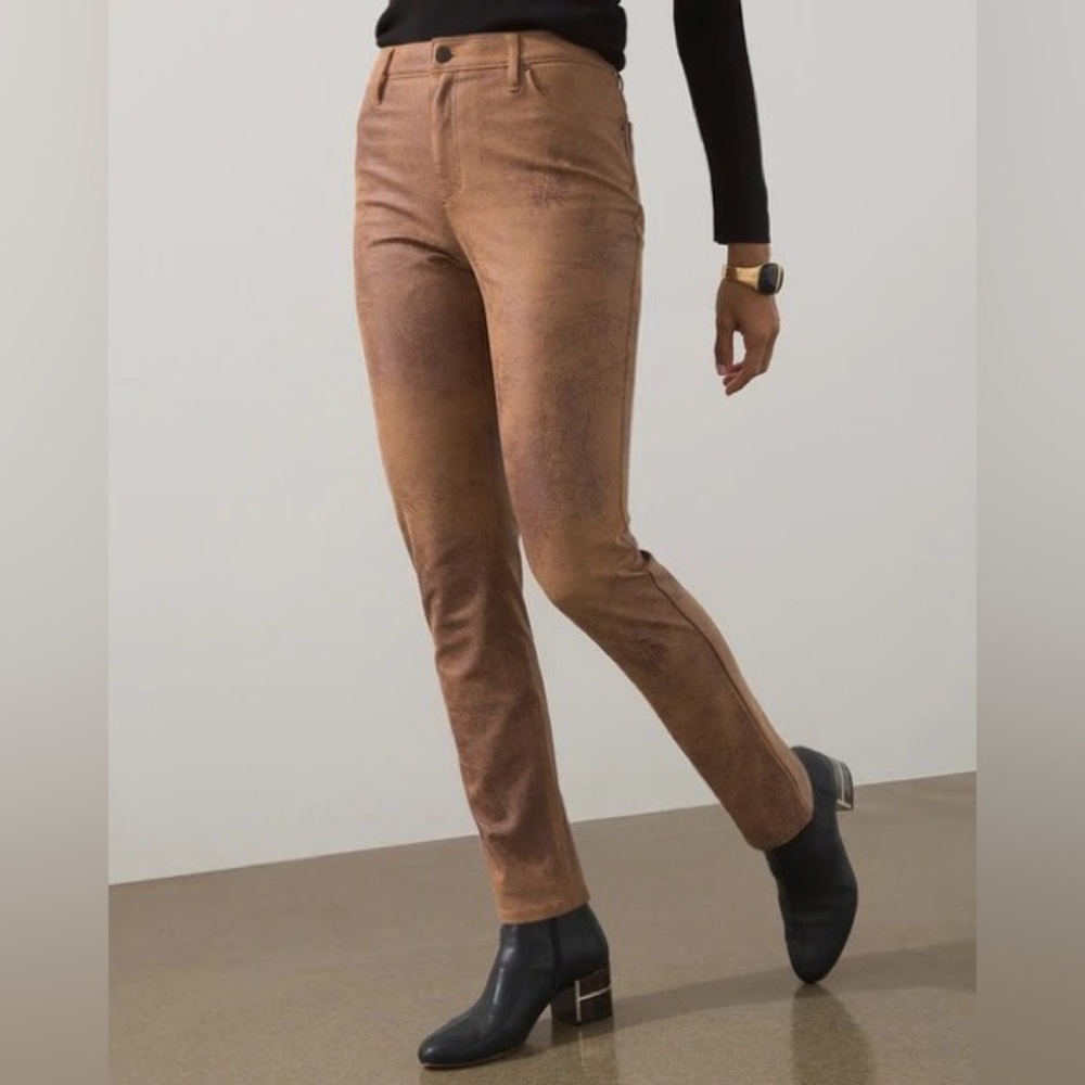 NWT Chico’s Faux Suede Worn Luggage Slim Pants Chico’s Size 00 Western Casual